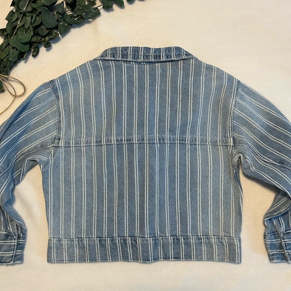 NWT Zara Stripe Denim Crop Jacket - Kids Size 6-7 - Picture 8 of 12